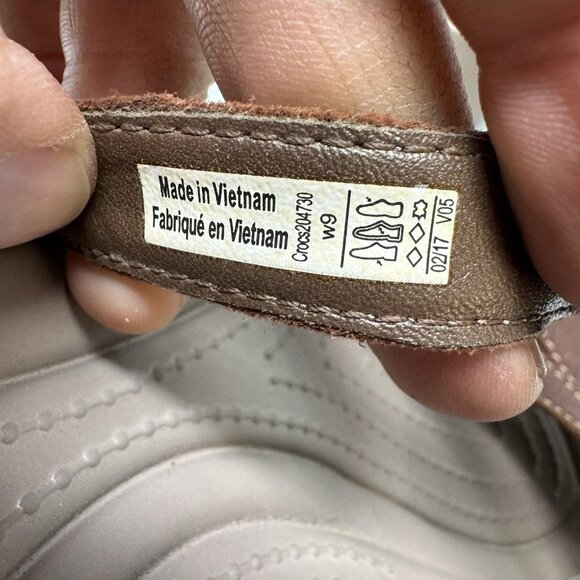 Crocs Womens 9 Brown Leather Strappy Mini Wedge Sandals Slides Leigh Ann 204730 - Picture 8 of 9